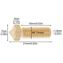 DiGiYes 10Pcs Brass Volcano Nozzle 0.4mm M6 Thread Nozzles Extra Extruder Nozzles for 1.75mm Filament 3D Printer Parts