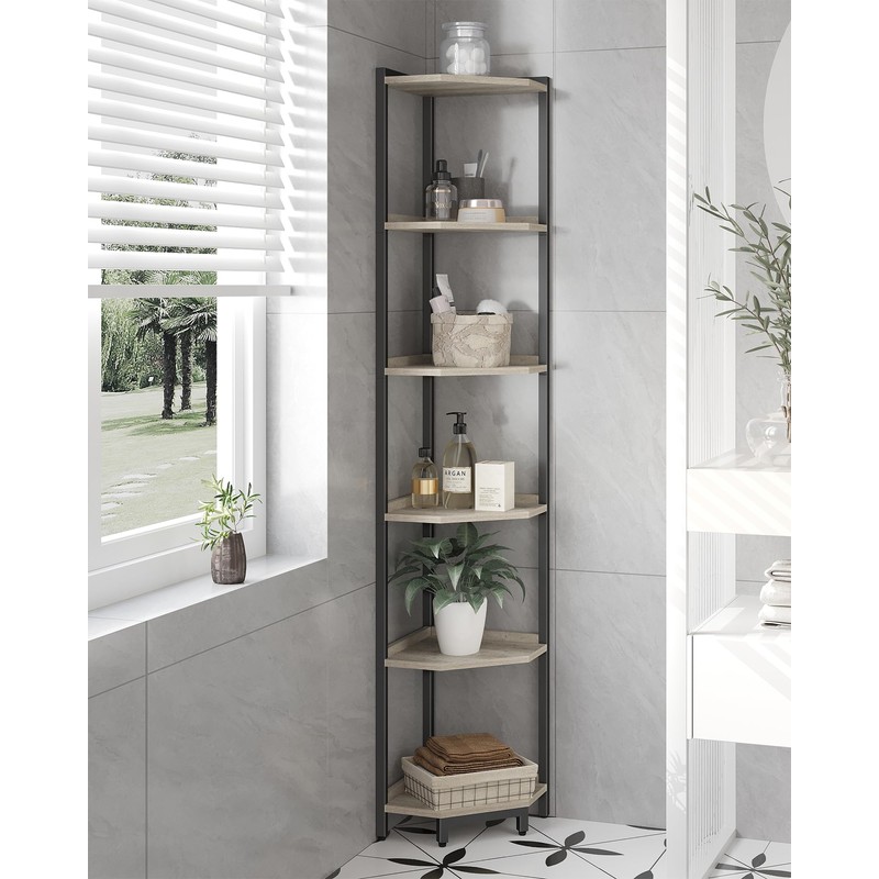 Hzuaneri Corner Shelf Stand, Corner Bookshelf, Storage Standing Shelf Unit