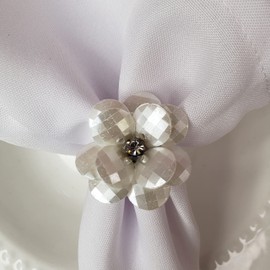 Maison Charlo | Set of 4 Delicate Ice Pearl Flower Napkin Rings | Perfect for Easter, Mother's Day, Christmas, New Year, Weddings, Banquets, Birthdays