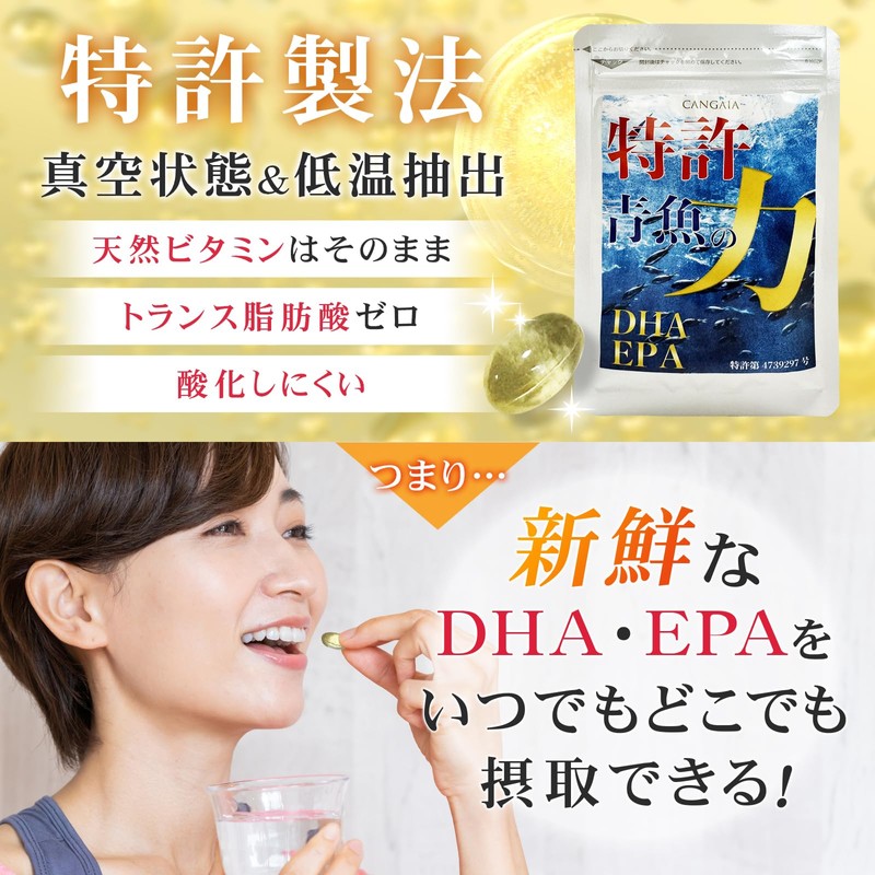 CANGAIA EPA DHA Supplement, Patent Manufacturing Method, Blue Fish Power,