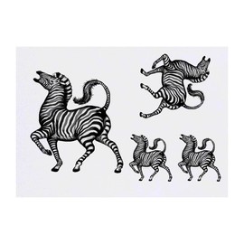 Azeeda 4 x 'Zebra' Temporäre Tattoos - Wasserfest, Hautfreundlich & Ungiftig · Transfers in Verschiedenen Größen (TO00056362)
