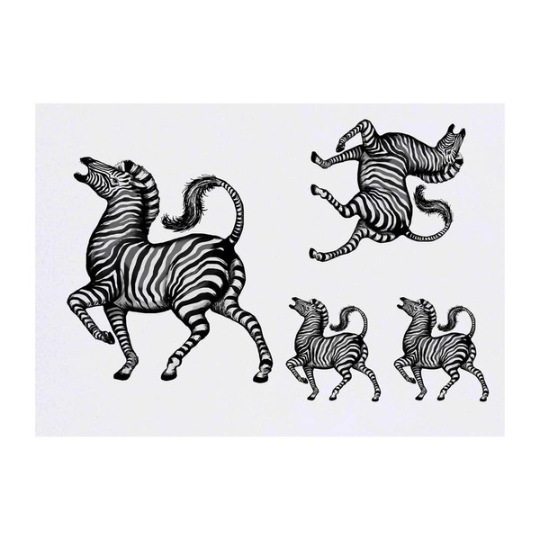 Azeeda 4 x 'Zebra' Temporäre Tattoos - Wasserfest, Hautfreundlich &