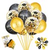 Jonhamwelbor 45th Birthday Balloons 45 Years Black Gold Latex Confetti