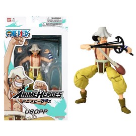 BANDAI Anime Heroes One Piece Figures Usopp Action Figure, 17cm Articulated Usopp Anime Figure with Extra Accessories, One Piece Action Figures Pirate Toys Range, Excellent Anime Gift, (37005)