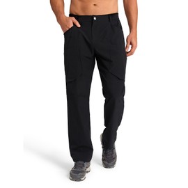 SNOWTEN Men's Hiking Stretch Pants Lightweight Work Pants Waterproof Tactical Ripstop Cargo Pants Black M