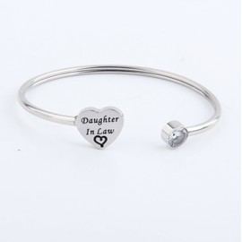 ENSIANTH Daughter-In-Law Bangle Bracelet Wedding Gifts Daughter in Law Gifts from Mother in Law Daughter in Law Jewellery Gift For Bridal Shower Or Birthday (Daughter-In-Law Bracelet Silver)
