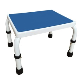 Platinum Health AdjustaStep(tm) Deluxe Step Stool/Footstool with Handle/Handrail, Height Adjustable. 2 Products in 1. Modern White/Blue Design. Padded Non-Slip Handle. 300 lb. Capacity