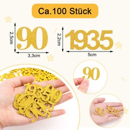 GoldRock Confetti 90th Birthday Decoration Large 3.3-5 cm, Pack of 100 Confetti 90th Birthday, Decoration 90th Birthday Woman Man 1935, Glitter Table Decoration 90th Birthday, Decoration 90th Birthday