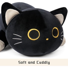 Weighted Anxiety Comfort Animal – 24 in Giant Black Cat Calming Plush (4.2 lbs) for Kids & Adults