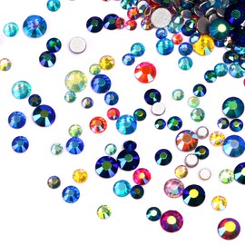 Jollin 3456pcs Flatback Rhinestones Glass Charms Diamantes Gems Stones for Nail Art 6 Size ss4~ss12 Color AB Mixed