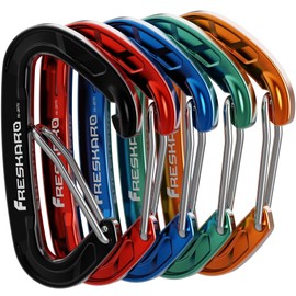FresKaro 8kN Carabiner Clips, Wiregate Carabiner Heavy Duty, Pack of 5, Rainbow