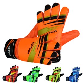 warrior gears Goalkeeper Gloves Kids, Football Goal Keepers Gloves for Kids, Goalie Gloves Kids with Double Wrist Protection, Kids Junior Goalkeeper Gloves - Orange, 3 - For 5-6 Years Kids
