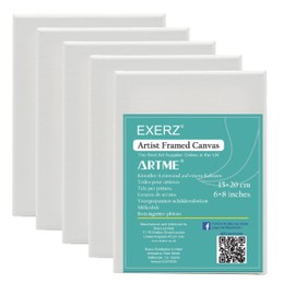 EXERZ 15 x 20 cm Stretcher Frame Pack of 5 - Canvas Framed Art Canvas / 280 GSM / Pre-Stretched 100% Cotton / Triple Primed / Acid Free / Medium Grain / 1.7 cm Thick