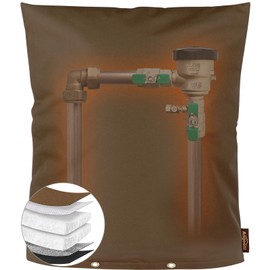 Angooni Upgraded Backflow Preventer Cover Aluminum Foil (5℉) - 14"W x 18"H Industrial 600D Winter Sprinkler Valve Covers for Outside, Anti-UV Winter-Freeze Water Well Pump Cover, Brown