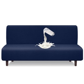 Granbest Water Repellent Futon Cover High Stretch Armless Sofa Covers Foldable Sofa Bed Covers Jacquard Futon Slipcover Waterproof Furniture Protector for Kids, Pets (Futon, Navy Blue)