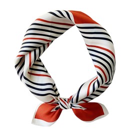 BRMM MIA Women’s Scarf, 100% Silk, 20.9 inches (53 cm), Square, Work Commute, Office Scarf, Handkerchief, Valentine’s Gift, red stripe