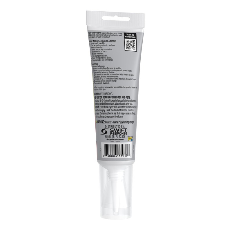 Flex Glue, Super Strong, Transparent, Rubberized Waterproof Adhesive, Works Underwater,