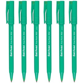 Pentel R50 Fine Point Liquid Ink Rollerball Pens - 0.8mm Tip 0.4mm Line Width - 77% Recycled - Pack of 6 - Green
