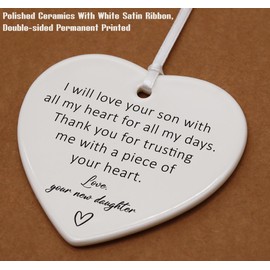 Mother of The Groom Present from Bride,Bridal Shower Present for Mother in Law -Wedding Gifts for New Mom-I Will Love Your Son with All My Heart-Heart Shaped Ornament with Gift Box