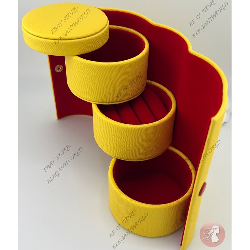 Bloomingdales Bloomingdale's Yellow Portable Travel Jewelry Organizer Holder Box 5"