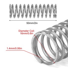 GUNGY Compression Spring Stainless Steel Spring Compression Springs 50 mm Wire Diameter 1.4 mm Outer Diameter 16 mm Length 50 mm Maximum Spring Force 2 kg Pack of 4
