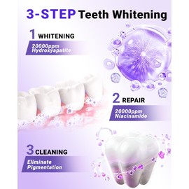 Teeth Whitening Powder, 2PCS Purple R5X Toothpaste Whitening Powder with 20,000ppm Hydroxyapatite & 20,000ppm Niacinamide,Teeth Whitening & Removes Stains & Breath Freshener,60g