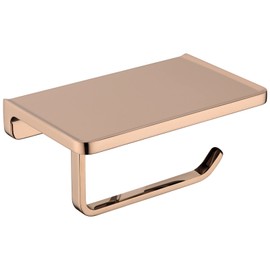 TRUSTMI Toilet Paper Holder with Phone Shelf, Bathroom Accessories Tissue Roll Dispenser Storage Wall Mounted, Plated Rose Gold