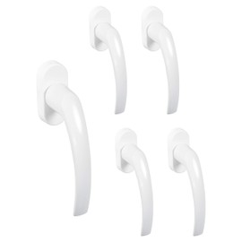 JUVA Window Handle White Balcony Door Handle Aluminium on Oval Rosette | Tilt Grid Olive without Lock Cylinder | Glory | Pack of 5 - Design Window Fittings for Windows and Patio Doors for Screwing
