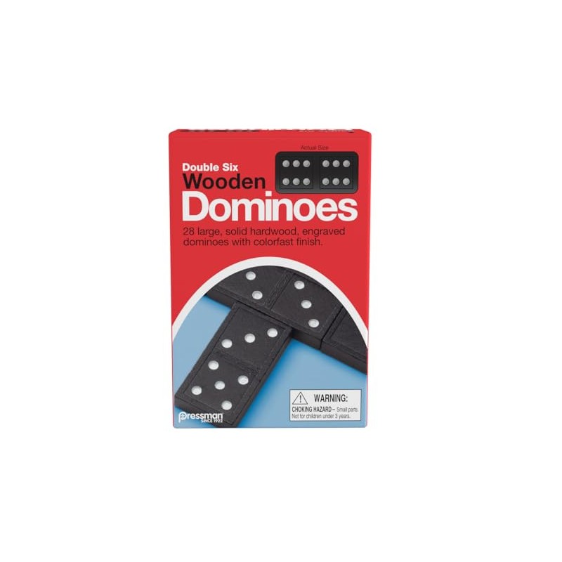 Pressman Toy Double Six Wooden Dominoes, 28 Pieces Wooden Dominoes