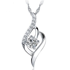 925 Sterling Silver Statement Crystal Pendant Necklace for Women Fashion Jewelry Accessories