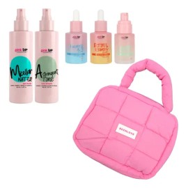 Kit Skincare Rutina Facial Pink Up 5pzas  Cosmetiquera Rosa                                                                                           