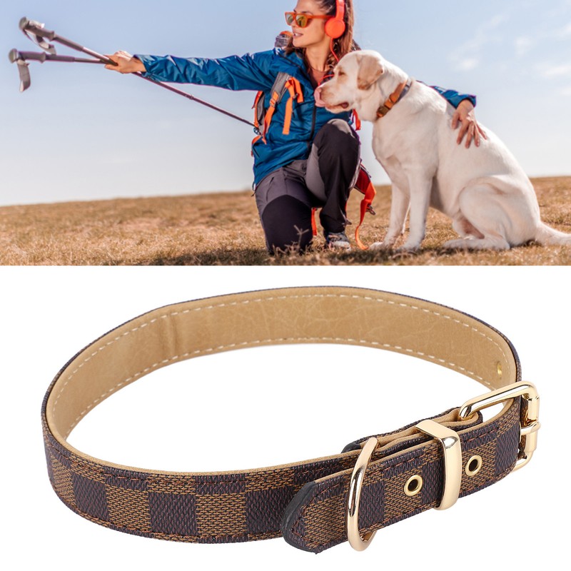 Dog Collar Durable Soft Stylish Plaid Pattern Dog Collar Adjustable