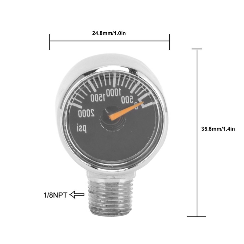 2000psi Pressure Gauge 1/8NPT Mount CO2 Cylinder Filling Pressure Meter