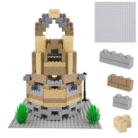 ekuzi Masonry Profile Building Bricks Set, Building Pieces Includes Medium Building Brick Parts、Base Plate、Tall Streetlamp and Prickly Bushes Compatible with Major Brands Classic