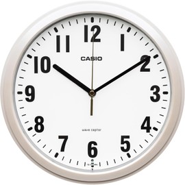 CASIO IQ-352AMJ-7JF Wall Clock, Radio Clock, Wave Cepter, Analog, Easy to Read Small, Diameter 10.6 inches (26.8 cm), Standard, Nighttime Second Hand Stop, White, Pearl White