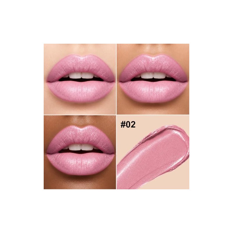 Erinde Lápiz Labial Purpurina Metálica con Mate, Tinte Labial Duradero,#02