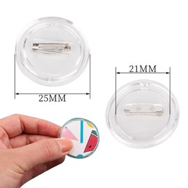 50pcs Clear Button Pins, ZODKSNO 25mm Transparent Acrylic Button Badges Round Pin Badges for DIY Crafts