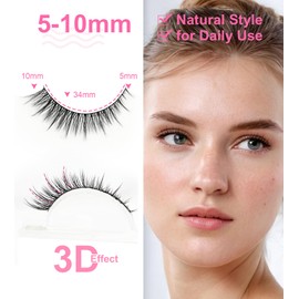 False Eyelashes Natural Look 10mm Short Small False Lashes Wispy with 0.1mm Ultra Thin Band Pestañas Postizas Naturales Fake Eye Lash Strips 10 Pairs Pack by EMEDA (FR105)