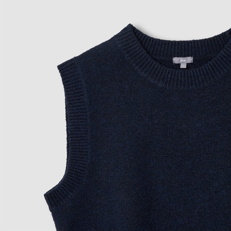 JAJU [JAJU/자주] 여 울 블렌디드 트임 베스트_네이비 [JAJU] Women's Wool