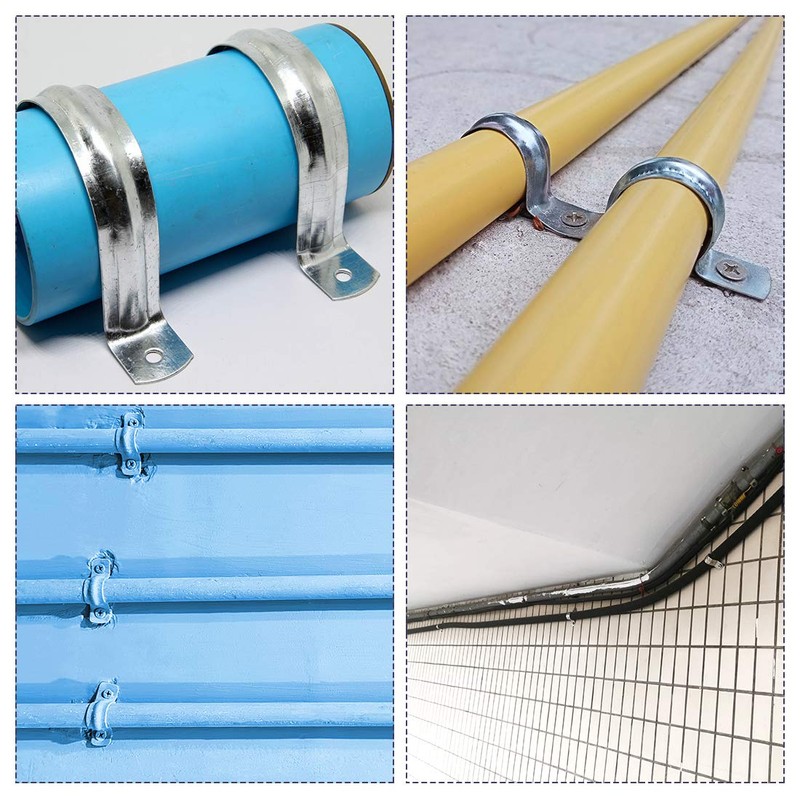 sourcing map 80mm(3.1") Rigid Pipe Strap, 2 Holes 304 Stainless