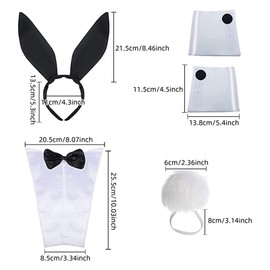 RVSWIHFA Women's Bunny Accessory Set Rabbit Ears Headband Collar Bow Tie Fancy Dress Cuffs Rabbit Tail Fancy Dress Cosplay
