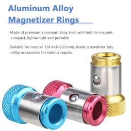Mesee 3 Pieces Removable Screw Bit Magnetizer Ring Aluminum Alloy Magnetic Screw Catcher Holder Screwdriver Bit Magnetic Booster for 1/4 Inch Shank Screwdriver Bits Power Tool Accessory