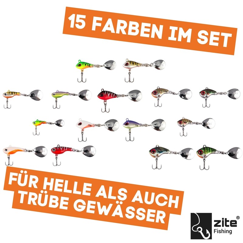 Zite Fishing Jigspinner Starterset | Barschköder Zanderköder Hechtköder Neon &