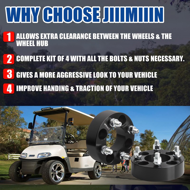 JiiinMiiin 4X4 1.5"(38mm) Golf Cart Wheel Spacers Adapters with Hub
