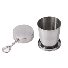 Lopsity Stainless Steel Collapsible Cup Reusable Portable Travel Folding Water Cup Space Saving Design Folding Cup Drinking Cup with Lid for Picnic/Outdoor Activities/Camping/Hiking (Silver, 75ml)