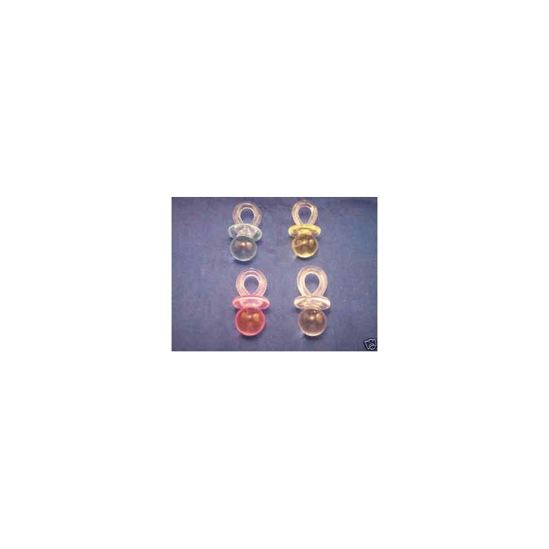 12 Medium Plastic Baby Shower Pacifiers 1.75" Long - Blue