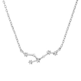 PAVOI 14K White Gold Plated Astrology Constellation Horoscope Zodiac Necklace 16-18" - Leo