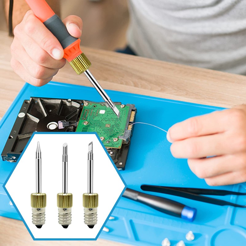 Sharplace 3 x Electronic Soldering Iron Tips, Replaceable E10 Components,