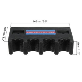PATIKIL 1Pcs 4 Holes Cue Holder, Plastic Portable Pool Stick Holder Cue Rest Against Table for Billiard, Black