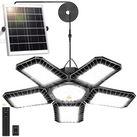 Solar Shed Light All Day Available, 267LED Solar Lights Outdoor Indoor with Motion Sensor, Remote Control, Timer, Waterproof Pendant Lights for Gazebo, Shed, Garage, Barn